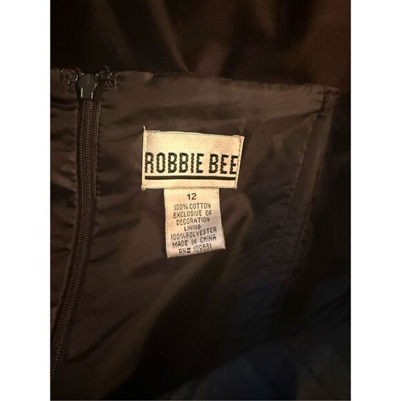 Robbie Bee Strapless Dress Black Embroidered Hem Sz. 12 Wedding Party Y2K - Picture 7 of 8